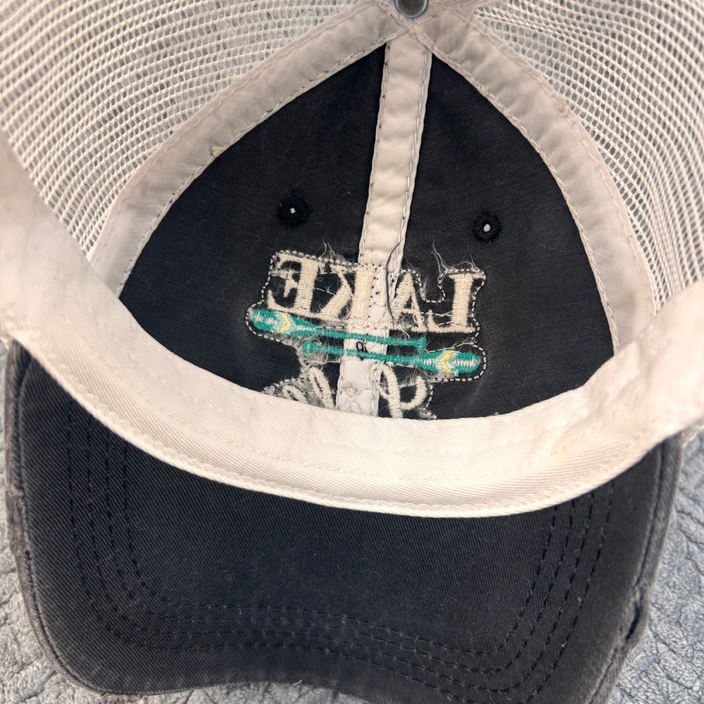 Lake Life Oars Womens Grey Unbranded Trucker Hat Distressed Mesh Back OSFM - Picture 9 of 10